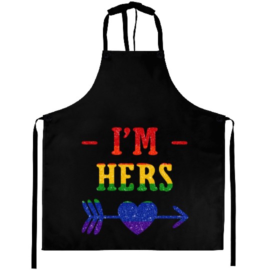 I'm Hers Lesbian Couple Matching Aprons