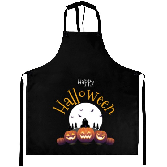 Happy Halloween scary pumpkin head Aprons