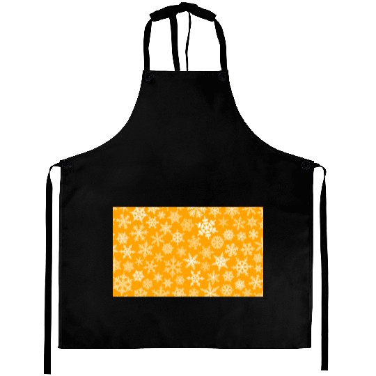 Winter Snowflakes Pattern Orange White Aprons