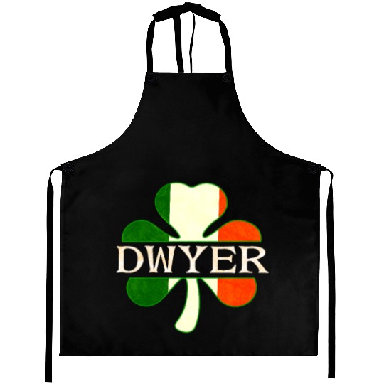 Dwyer Irish Surname Ireland Flag Shamrock Aprons