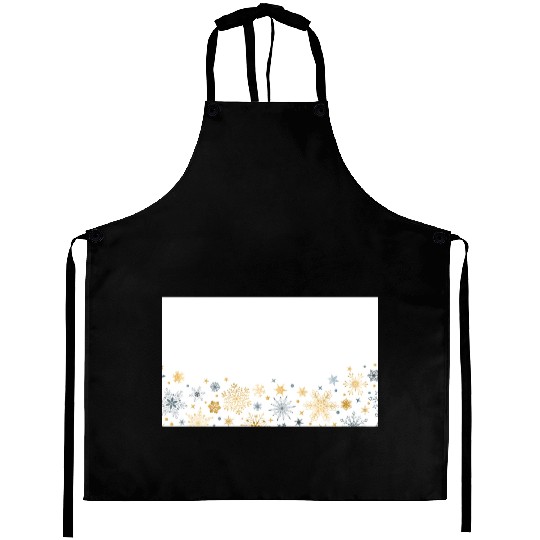 Elegant Snowflakes White Gold Silver Aprons