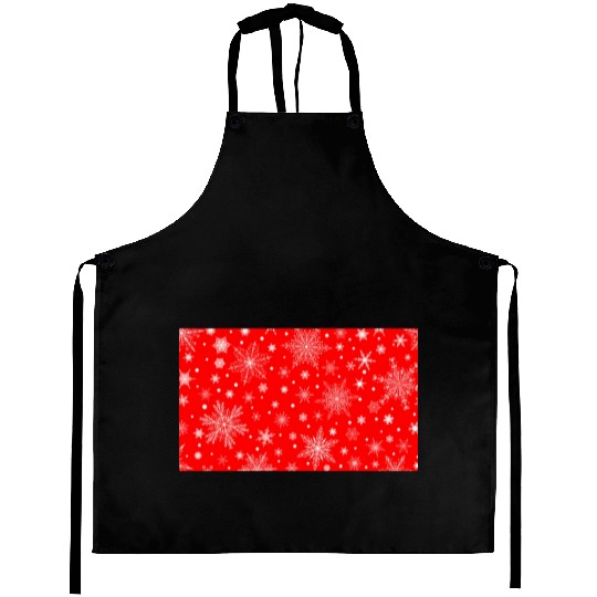 Snowflakes Pattern Red White Aprons