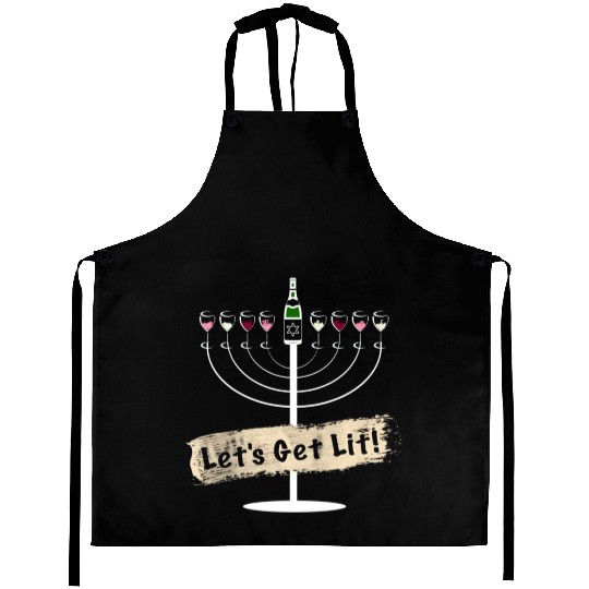 Let's Get Lit Wine Lovers Hanukkah Aprons