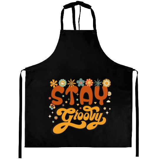 Retro stay groovy, Cute halloween , Thanksgiving Aprons