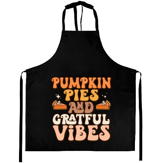 Retro Pumpkin Pies Grateful Vibes Thanksgiving Aprons