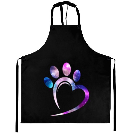Galaxy Cat Paw Heart Cat Lover Aprons