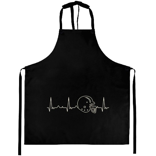 American Football Helmet. Heart. Love. EKG. Pulse Aprons
