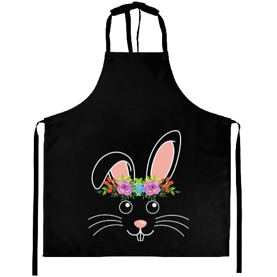 Cute Bunny Hairdress Flowers Women Girls Easter Aprons