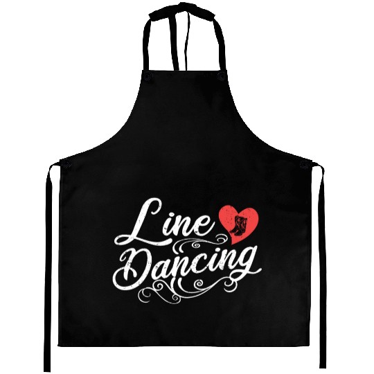 Line Dancing Cute Heart Cowboy Boots Line Dancer Aprons
