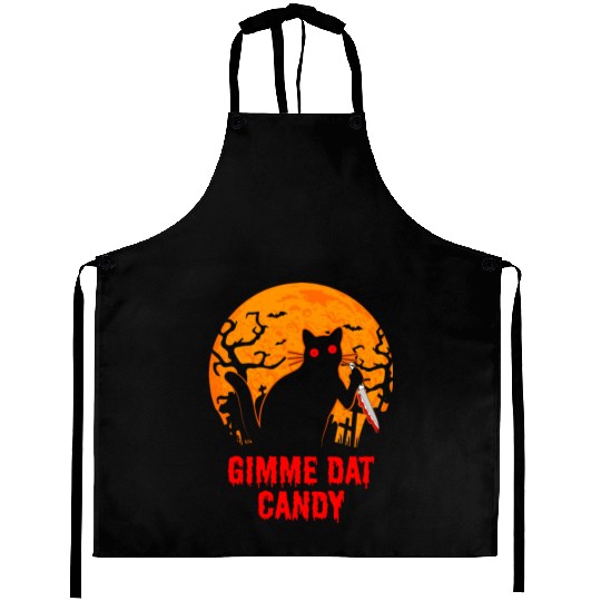 Gimme Dat Candy Creepy Cat Spooky Halloween Aprons
