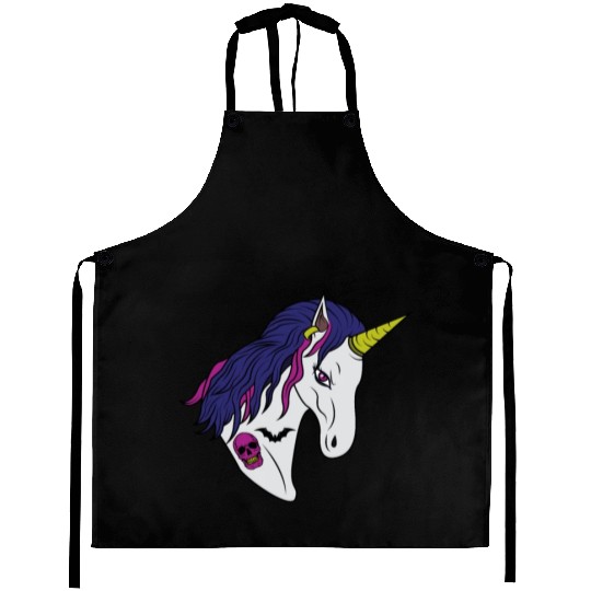 Goth Unicorn Zombie Gothic Occult Halloween Aprons