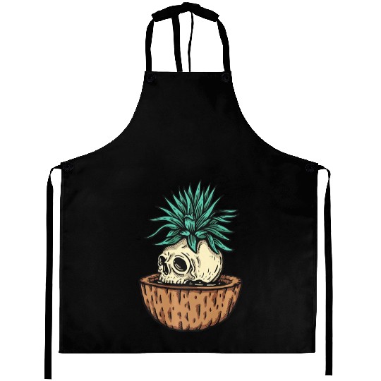 Funny Cool Skeleton Plant Nature Aprons