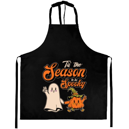 Cute Spooky Pumpkin Ghost Halloween Season Aprons