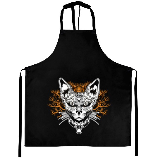 Goth Cat Concert Festivals Black Heavy Death Metal Aprons