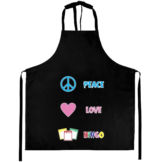Bingo Game Player Peace Love Bingo Aprons
