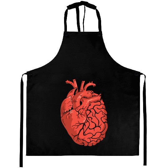 Half Brain Half Heart Organ Anatomy Science Aprons