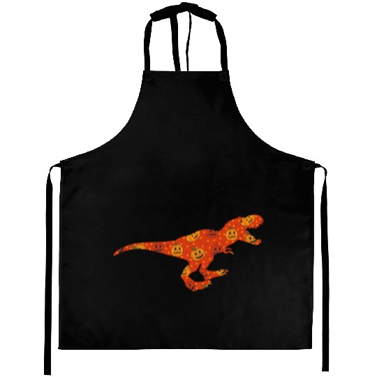 Dinosaur Pumpkin Head Jack O' Lantern Halloween Aprons