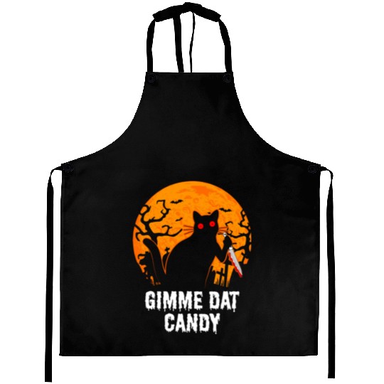 Gimme Dat Candy Creepy Cat Spooky Halloween Aprons