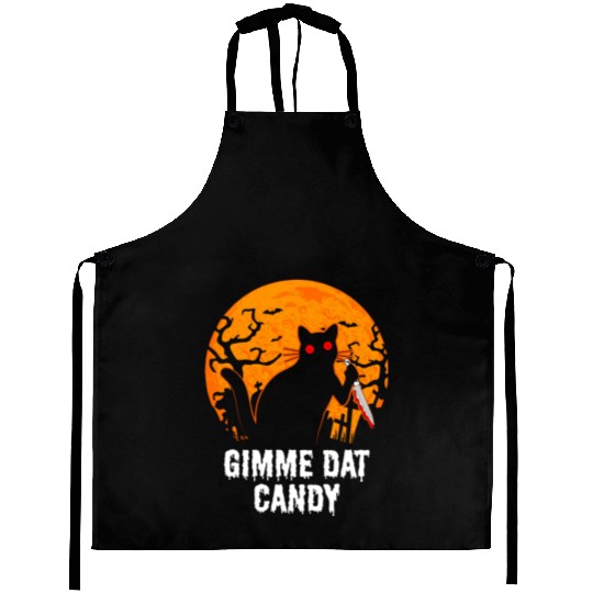Gimme Dat Candy Creepy Cat Spooky Halloween Aprons