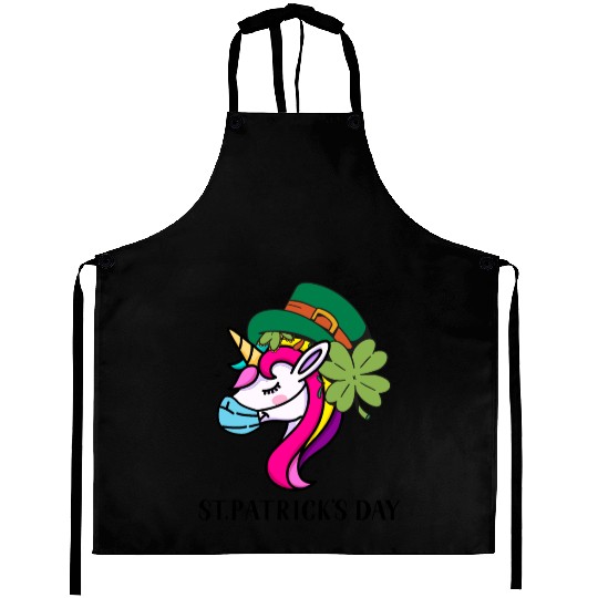 Toddler Girls St Patricks Day Rainbow Unicorn Face Aprons