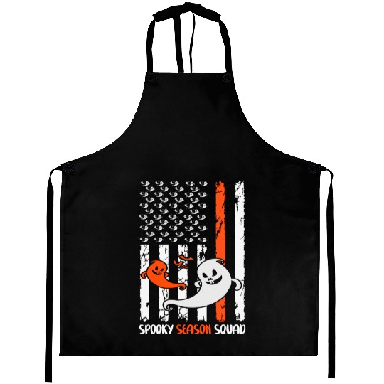 Groovy Halloween Spooky Season Squad US Flag Aprons
