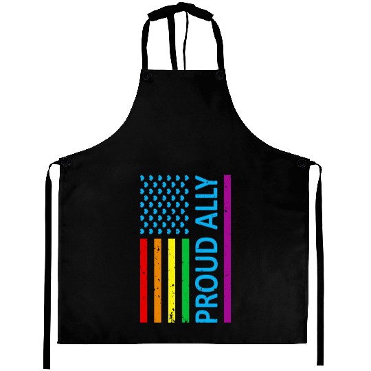 Proud Ally LGBT Supporter Gay Pride Rainbow Flag Aprons