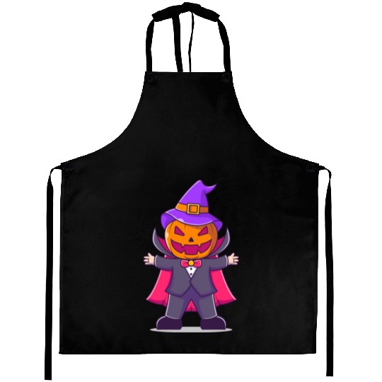 Vampire With Pumpkin Head - Halloween Aprons