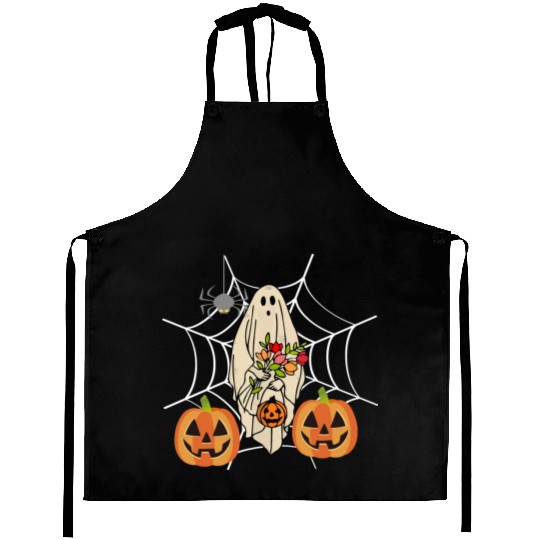 Halloween Costume Floral Ghost Pumpkin SpiderWeb Aprons