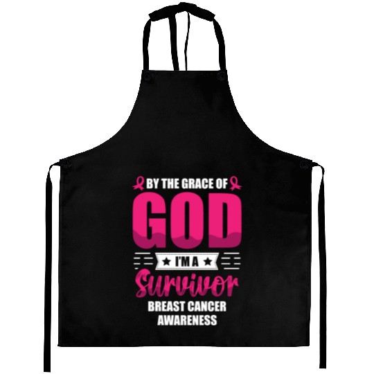 By The Grace Of God I'm A Breast Cancer Survivor Aprons