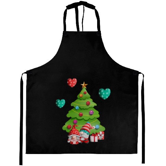 christmas is love, gnomes, christmas tree, love Aprons