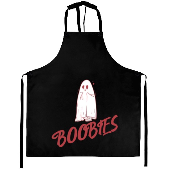 Surprised ghost loves boobies, Boo halloween Aprons