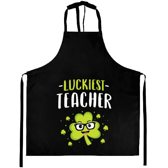 Luckiest Teacher Leprechauns St Patricks Day Teach Aprons