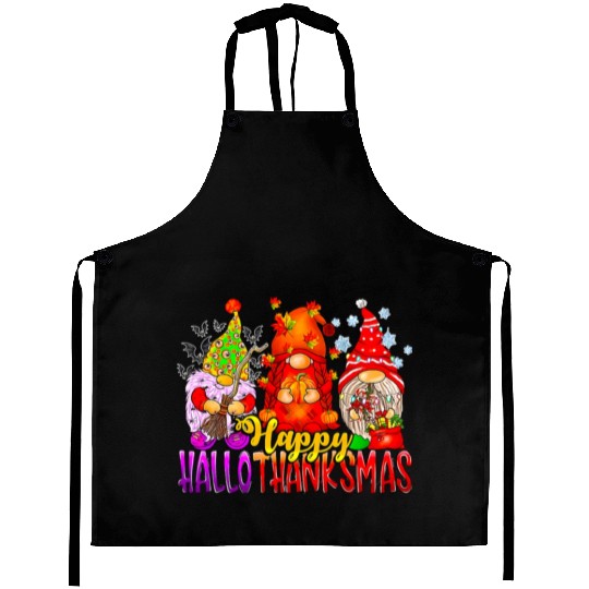Happy Hallothanksmas Gnomes Lover Halloween Aprons