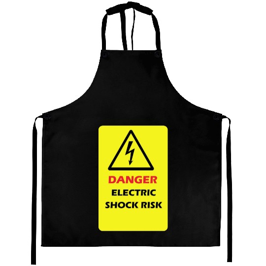 Danger Electrical shock Risk Yellow warning Label Aprons
