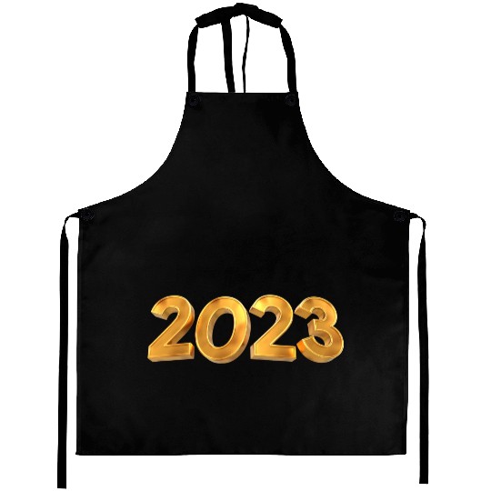 happy new year 2023 gold text with transparent Aprons