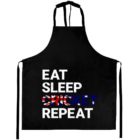 Eat Sleep Cricket Repeat AUS Flag Sports Gift Aprons