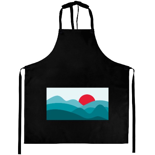 Minimalist Sun Teal Blue Aprons