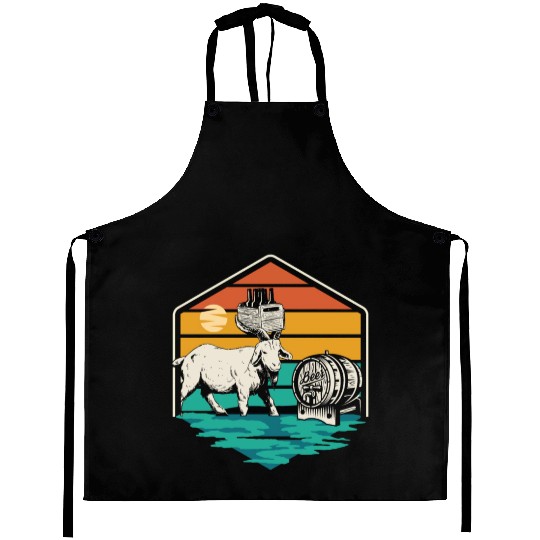 Beer Drinking Goat Men Beer Lover Aprons