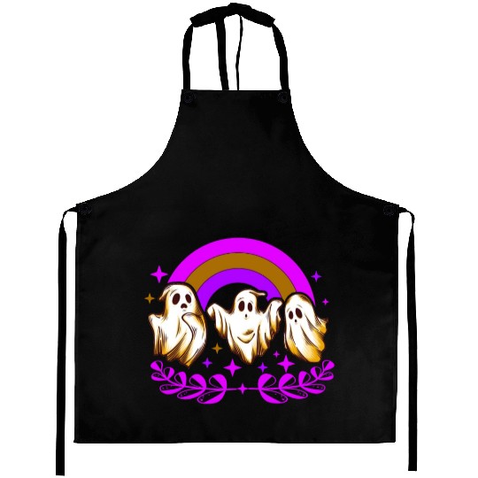 Halloween Aprons, Ghost Rainbow Horror Spooky