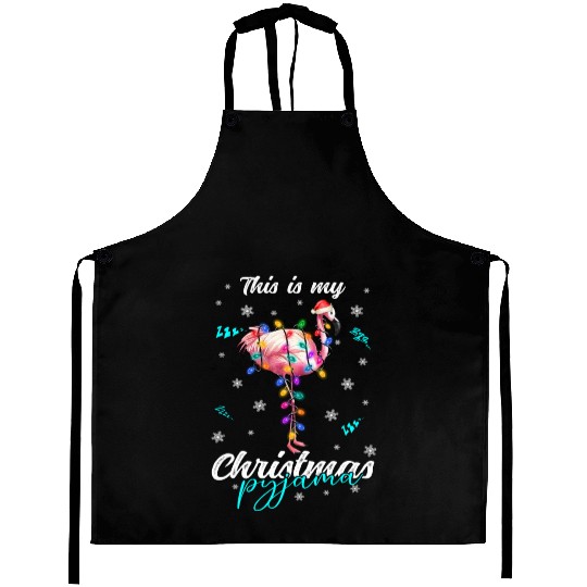Winter Christmas Pyjama Flamingo Aprons