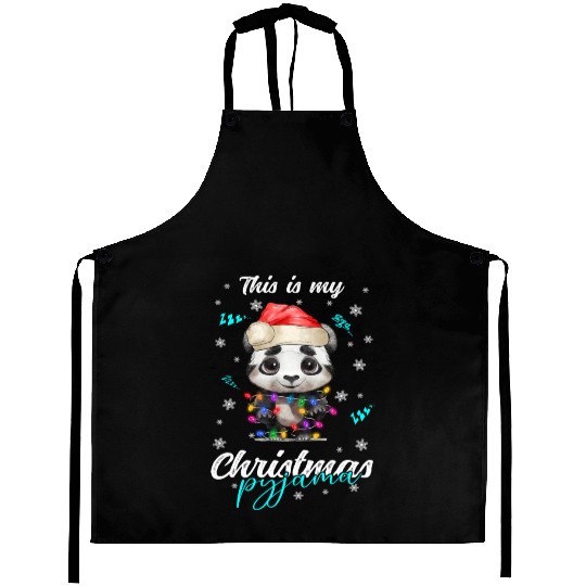 Winter Christmas Pyjama Panda Aprons