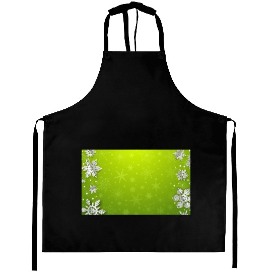 Winter Snowflakes Green Pattern Aprons