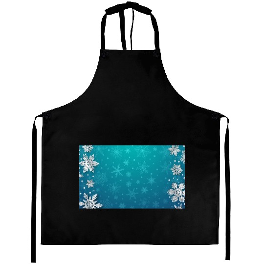 Winter Snowflakes Teal Pattern Aprons