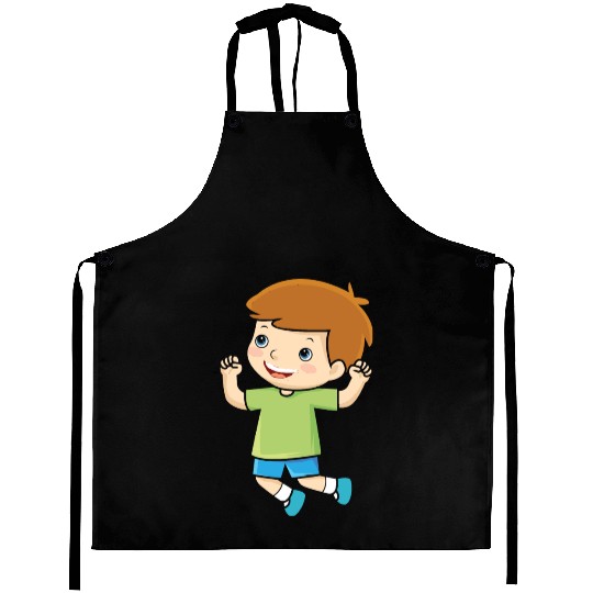 boy jumps school enrollment joy kindergarten boys Aprons