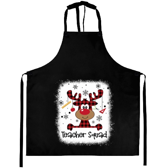 Bleached Teacher Squad Reindeer Funny Teacher Aprons