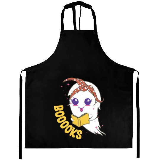 Cute Ghost Book Reading for teacher booooks Aprons