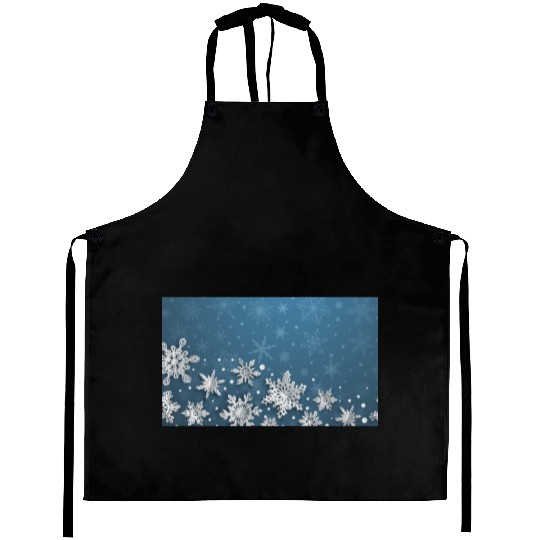 Modern Blue Snowflakes Pattern Aprons