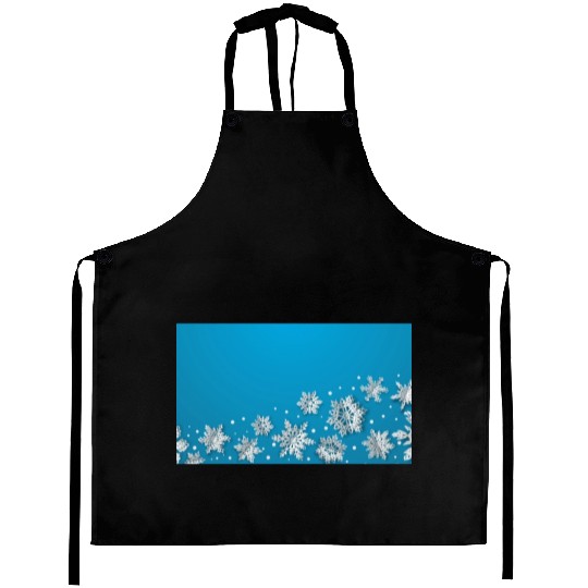 Modern Snowflakes Blue Aprons