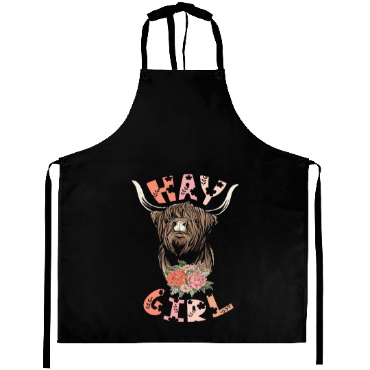 Hay Girl Highland Cow Grass Puppy Cow Whisperer Aprons