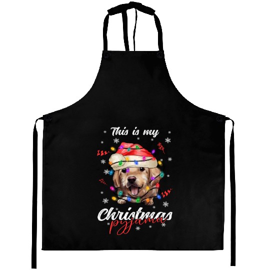 Winter Christmas Pyjama Golden Retriever Aprons
